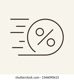 Fast loan line icon. Circle with percent sign in motion. Finance concept. Vector illustration can be used for topics like banking, express loan, deposit, credit