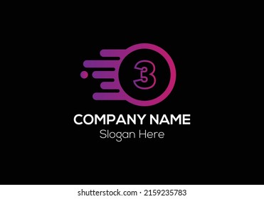 Fast Logo On Letter 3 Template. Fast Logo On 3 Letter, Initial Fast and Speed Sign Concept Template