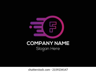 Fast Logo On Letter F Template. Fast Logo On F Letter, Initial Fast and Speed Sign Concept Template