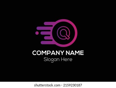 Logotipo rápido en la plantilla Carta Q. Logotipo rápido en la carta Q, plantilla inicial de concepto de firma rápida y rápida