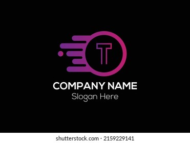 Fast Logo On Letter T Template. Fast Logo On T Letter, Initial Fast and Speed Sign Concept Template