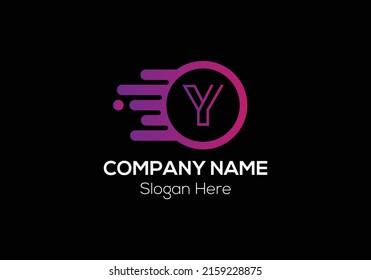Fast Logo On Letter Y Template. Fast Logo On Y Letter, Initial Fast and Speed Sign Concept Template