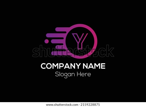 Fast Logo On Letter Y\
Template. Fast Logo On Y Letter, Initial Fast and Speed Sign\
Concept Template