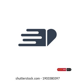 Fast Love Heart Icon isolated on White Background. Like Symbol. Usable for Social Media Button. Flat Vector Icon Design Template Element.