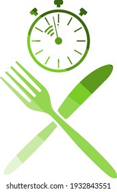 Fast Lunch Icon. Flat Color Ladder Design. Vector Illustration.