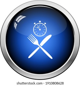 Icono de almuerzo rápido. Diseño de botón brillante. Ilustración vectorial.