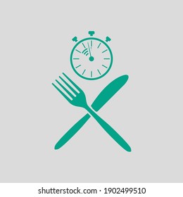 Fast Lunch Icon. Green on Gray Background. Vector Illustration.