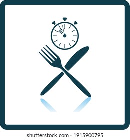Fast Lunch Icon. Square Shadow Reflection Design. Vector Illustration.
