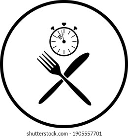 Fast Lunch Icon. Thin Circle Stencil Design. Vector Illustration.