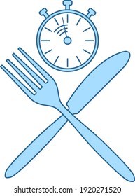Fast Lunch Icon. Thin Line With Blue Fill Design. Vector Illustration.