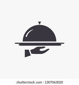 Fast lunch service icon. food, plate, restaurant, waiter on a white background.Vector illustration.