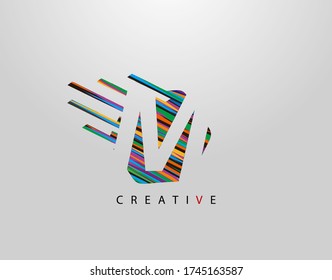 Schnelles M-Letter-Logo. Creative Modern Abstract Geometric Initial M Design, bestehend aus verschiedenen farbenfrohen Strips  