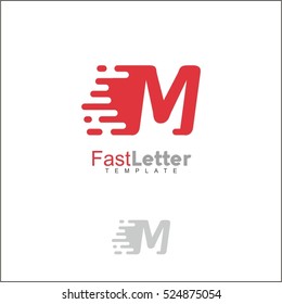 Fast M Letter Logo Template Design Vector