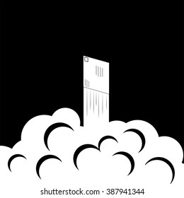 fast mail abstract icon.negative space