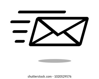 fast mail, email, sms vector icon, email icon. Fyling envelope