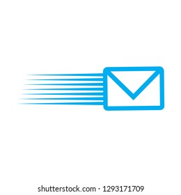 fast mail, email, sms vector icon, email icon. Fyling envelope. Fast delivery. Vector illustration isolated on white background.