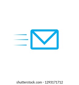 fast mail, email, sms vector icon, email icon. Fyling envelope. Fast delivery. Vector illustration isolated on white background.