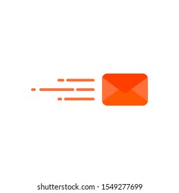 Fast mail, email, sms vector icon, email icon. Fyling envelope in flat syle vector illustration, fast or sending message. Fast delivery