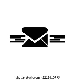 Fast mail envelope message icon | Black Vector illustration |