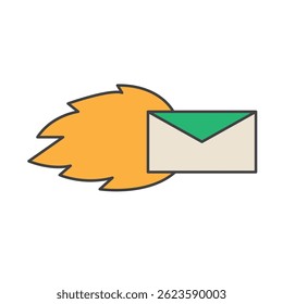 Fast mail with flames. Vector illustration