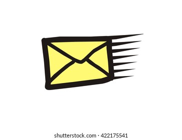 fast mail icon, doodle style