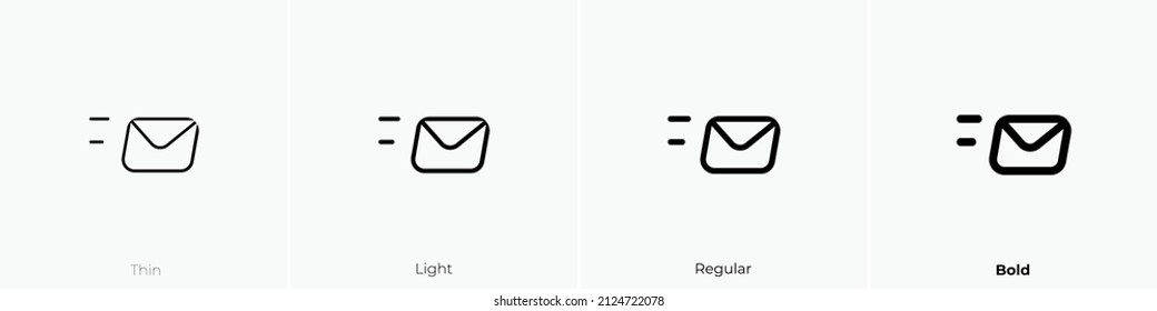 Fast Mail Icon. Thin, Light Regular And Bold Style Design Isolated On White Background