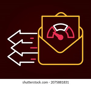 ilustración de correo rápido con sobre y flechas