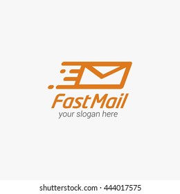 Fast mail logo design template. flat style design