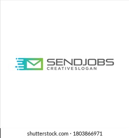 Fast Mail Logo Template Sending Sign. Fast Message Service Logo Design Vector Stock. Fast Post Logo Design Template. Mail Delivery Logo courier service delivery of letters. Flying envelope speed	