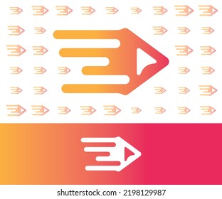 Fast Media Play Button Trail Orange Gradient Logo Symbol für Markenidentität