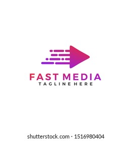 Fast media play logo template