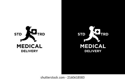 fast medical delivery courier vector logo