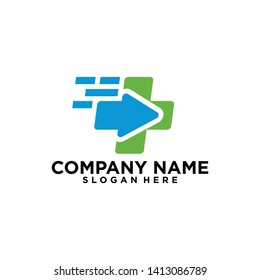 Fast Medical & Healthcare with Arrow logo design template. Medical icon. Logo design template for clinic.