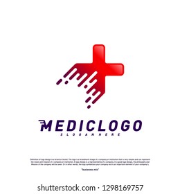 Fast Medical Tech Logo Design Concept Vector. Colorful Fast Digital Healthcare Logo Design Template