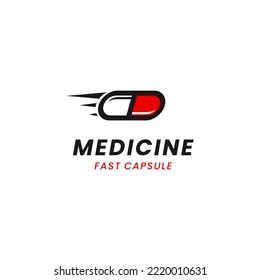 fast medicine capsule pill hospital pharmacy delivery logo design 