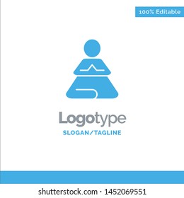 Fast, Meditation, Training, Yoga Blue Solid Logo Template. Place for Tagline