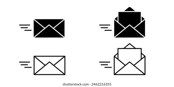 Schnelle Nachricht, E-Mail, Umschlag-Piktogramm. Kontaktieren Sie uns und Social-Media-Netzwerk-Icons für die Geschäftskommunikation. Marketing-Chat, Messenger, Mail, Chat oder Talk. Verschicke Post oder Brief mit Umschlägen. 