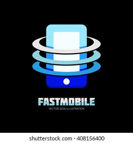Fast Mobile Logo. This logo is well suited for: Mobile marketing, mobile and technology store, smartphone manufacturing company, apps store, telecommunications company, cellphones repairing firm.