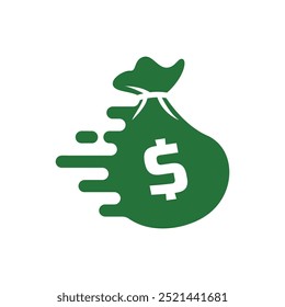 Bolso rápido del dinero, logotipo del dólar del bolso del dinero.