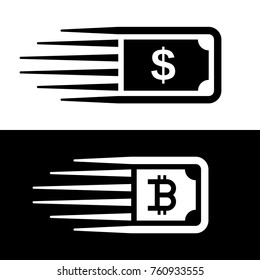 fast money bitcoin motion line banknote vector - illustration