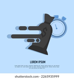 Fast money concept, quick and easy loans, fast money supply, business and financial services, timely payments, financial solutions, flat vector illustration design.