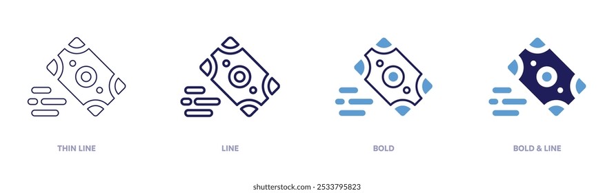 Fast money icon in 4 different styles. Thin Line, Line, Bold, and Bold Line. Duotone style. Editable stroke.
