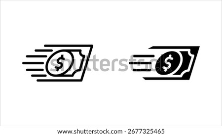 fast money icon set, easy instant credit, loan payment,  thin line symbol for web and mobile vector illustration on white background