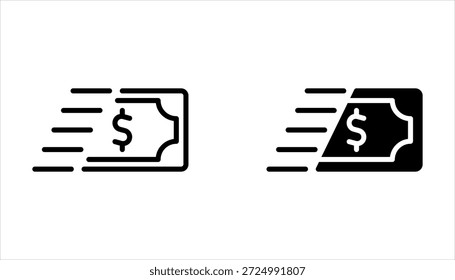 Conjunto de iconos de dinero rápido, símbolo de línea delgada para el Web sobre fondo blanco