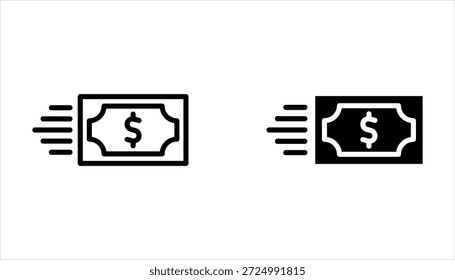 ícone fast money definido, símbolo de linha fina para web em fundo branco