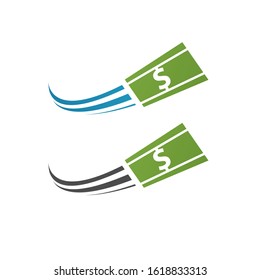fast money logo pay icon vector of cash and digital symbol logotype design
