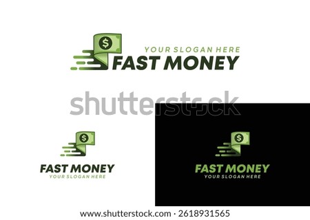 Fast money logo. Vector illustration of fast banknote payment symbol with creative concept