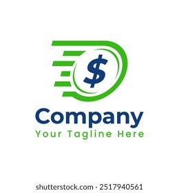 Dinero rápido Pago de transferencia rápida Logotipo Icono de Vector aislado fondo blanco