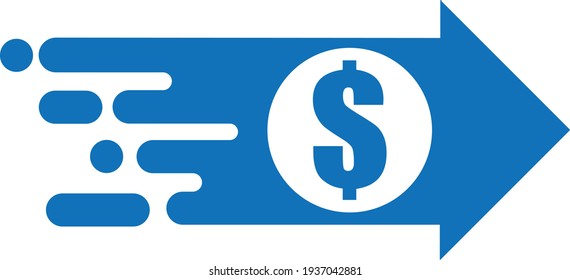 Fast Money Transfer Icon, Sent Money Icon, Money Transfer Icon With Dollar Sign, Quick Money Transfer Icon