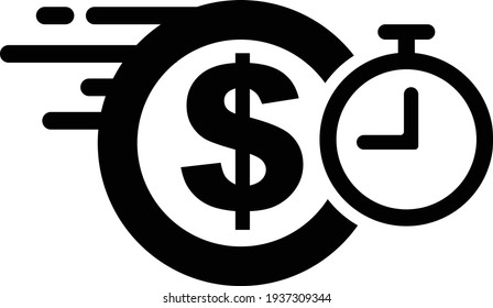 Fast Money Transfer Icon, Sent Money Icon, Money Transfer Icon With Dollar Sign, Quick Money Transfer Icon